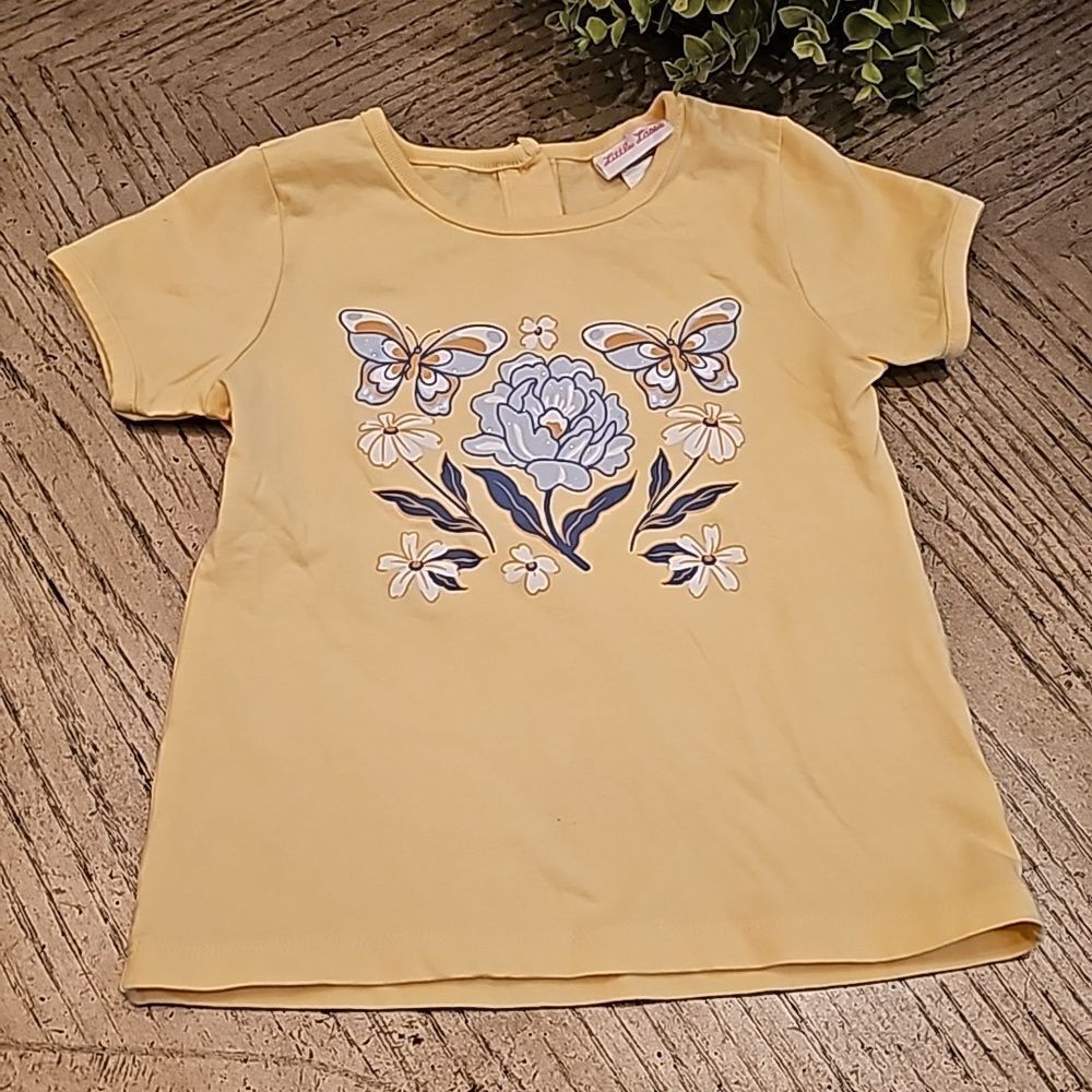 Yellow floral butterfly top 6X